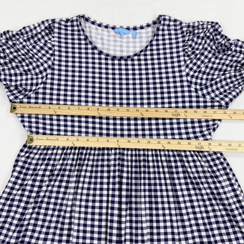 Draper James Women's Gingham Tiered Smocked Dress XL Navy Blue White - Picture 12 of 14